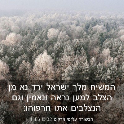 Picture 03 - הבשורה על־פי מרקוס 15:32 HEB - המשיח מלך ישראל ירד נא מן - Bible Verse Picture