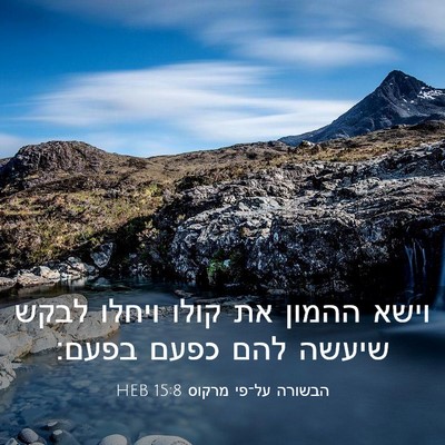 Picture 03 - הבשורה על־פי מרקוס 15:8 HEB - וישא ההמון את קולו ויחלו - Bible Verse Picture
