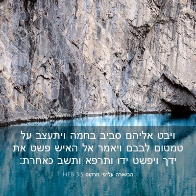 Picture 03 - הבשורה על־פי מרקוס 3:5 HEB - ויבט אליהם סביב בחמה - Bible Verse Picture