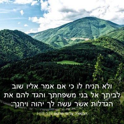 Picture 03 - הבשורה על־פי מרקוס 5:19 HEB - ולא הניח לו כי אם אמר אליו - Bible Verse Picture