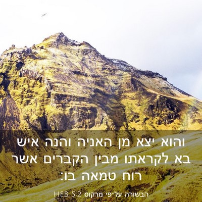 Picture 03 - הבשורה על־פי מרקוס 5:2 HEB - והוא יצא מן האניה והנה איש - Bible Verse Picture