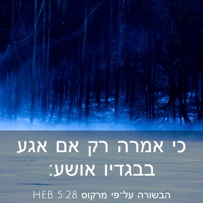 Picture 03 - הבשורה על־פי מרקוס 5:28 HEB - כי אמרה רק אם אגע בבגדיו - Bible Verse Picture