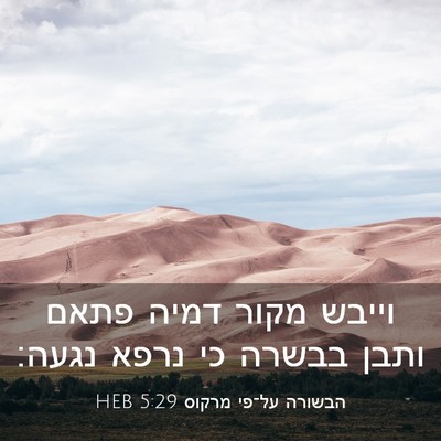 Picture 03 - הבשורה על־פי מרקוס 5:29 HEB - וייבש מקור דמיה פתאם ותבן - Bible Verse Picture