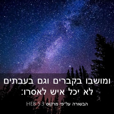 Picture 03 - הבשורה על־פי מרקוס 5:3 HEB - ומושבו בקברים וגם בעבתים - Bible Verse Picture