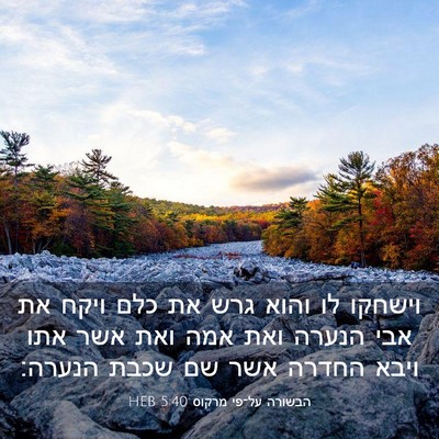 Picture 03 - הבשורה על־פי מרקוס 5:40 HEB - וישחקו לו והוא גרש את כלם - Bible Verse Picture