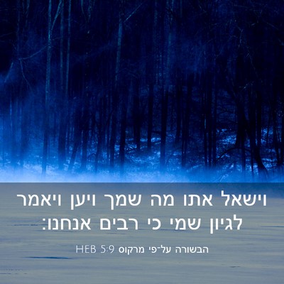 Picture 03 - הבשורה על־פי מרקוס 5:9 HEB - וישאל אתו מה שמך ויען ויאמר - Bible Verse Picture