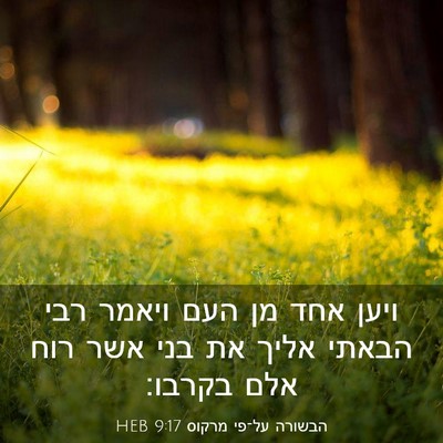 Picture 03 - הבשורה על־פי מרקוס 9:17 HEB - ויען אחד מן העם ויאמר רבי - Bible Verse Picture