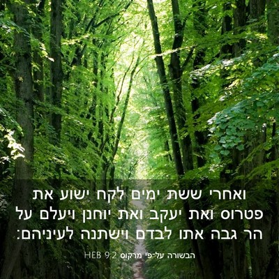 Picture 03 - הבשורה על־פי מרקוס 9:2 HEB - ואחרי ששת ימים לקח ישוע את - Bible Verse Picture
