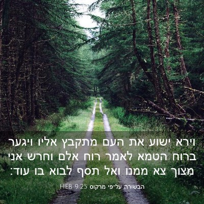 Picture 03 - הבשורה על־פי מרקוס 9:25 HEB - וירא ישוע את העם מתקבץ אליו - Bible Verse Picture