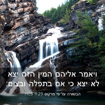 Picture 03 - הבשורה על־פי מרקוס 9:29 HEB - ויאמר אליהם המין הזה יצא לא - Bible Verse Picture