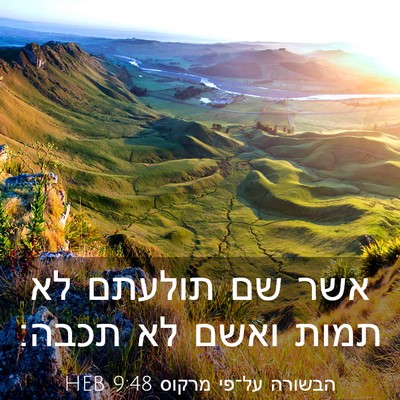Picture 03 - הבשורה על־פי מרקוס 9:48 HEB - אשר שם תולעתם לא תמות ואשם - Bible Verse Picture