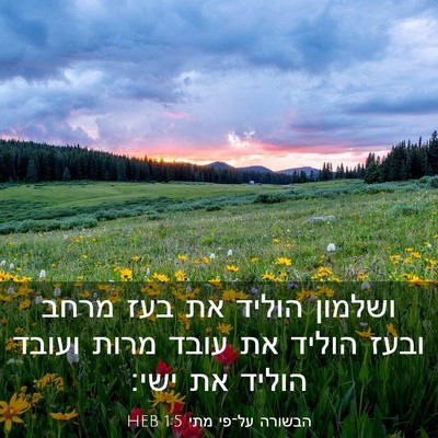 Picture 03 - הבשורה על־פי מתי 1:5 HEB - ושלמון הוליד את בעז מרחב - Bible Verse Picture