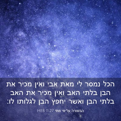 Picture 03 - הבשורה על־פי מתי 11:27 HEB - הכל נמסר לי מאת אבי ואין - Bible Verse Picture
