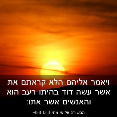 Picture 03 - הבשורה על־פי מתי 12:3 HEB - ויאמר אליהם הלא קראתם את - Bible Verse Picture