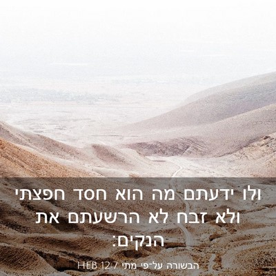 Picture 03 - הבשורה על־פי מתי 12:7 HEB - ולו ידעתם מה הוא חסד חפצתי - Bible Verse Picture