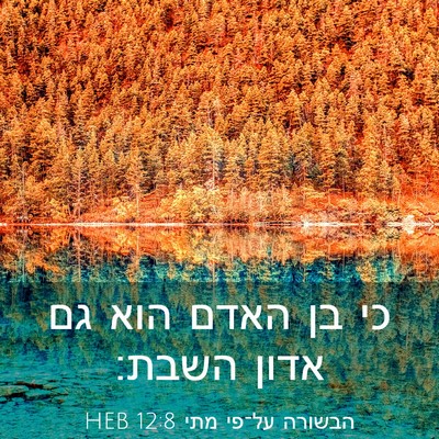 Picture 03 - הבשורה על־פי מתי 12:8 HEB - כי בן האדם הוא גם אדון - Bible Verse Picture
