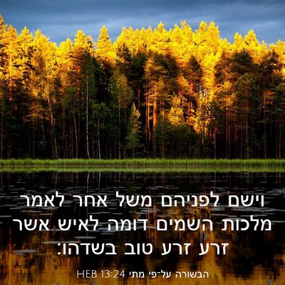Picture 03 - הבשורה על־פי מתי 13:24 HEB - וישם לפניהם משל אחר לאמר - Bible Verse Picture