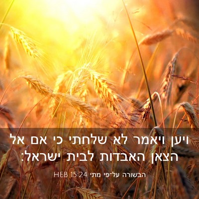 Picture 03 - הבשורה על־פי מתי 15:24 HEB - ויען ויאמר לא שלחתי כי אם - Bible Verse Picture