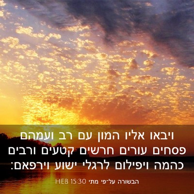 Picture 03 - הבשורה על־פי מתי 15:30 HEB - ויבאו אליו המון עם רב ועמהם - Bible Verse Picture