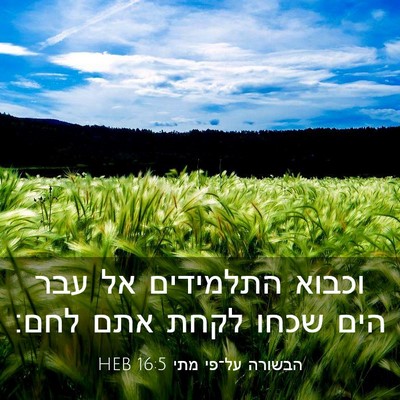 Picture 03 - הבשורה על־פי מתי 16:5 HEB - וכבוא התלמידים אל עבר הים - Bible Verse Picture