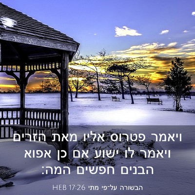 Picture 03 - הבשורה על־פי מתי 17:26 HEB - ויאמר פטרוס אליו מאת הזרים - Bible Verse Picture