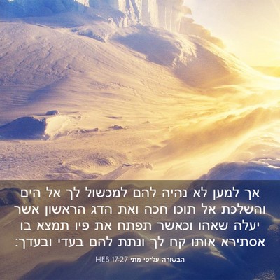 Picture 03 - הבשורה על־פי מתי 17:27 HEB - אך למען לא נהיה להם למכשול - Bible Verse Picture
