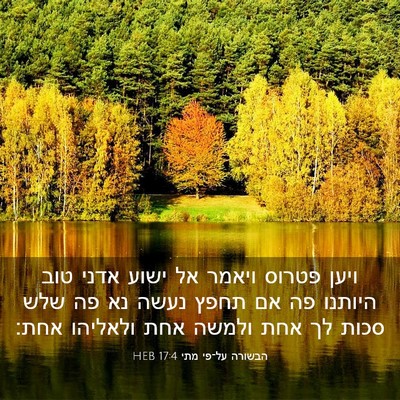 Picture 03 - הבשורה על־פי מתי 17:4 HEB - ויען פטרוס ויאמר אל ישוע - Bible Verse Picture