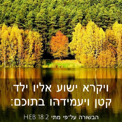 Picture 03 - הבשורה על־פי מתי 18:2 HEB - ויקרא ישוע אליו ילד קטן - Bible Verse Picture