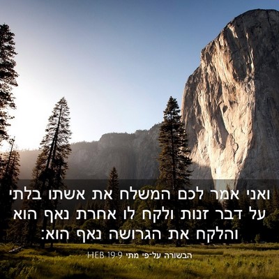 Picture 03 - הבשורה על־פי מתי 19:9 HEB - ואני אמר לכם המשלח את אשתו - Bible Verse Picture