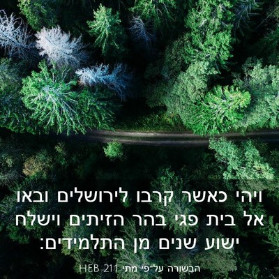 Picture 03 - הבשורה על־פי מתי 21:1 HEB - ויהי כאשר קרבו לירושלים - Bible Verse Picture