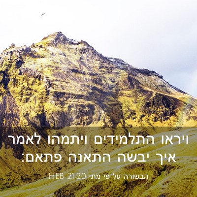 Picture 03 - הבשורה על־פי מתי 21:20 HEB - ויראו התלמידים ויתמהו לאמר - Bible Verse Picture
