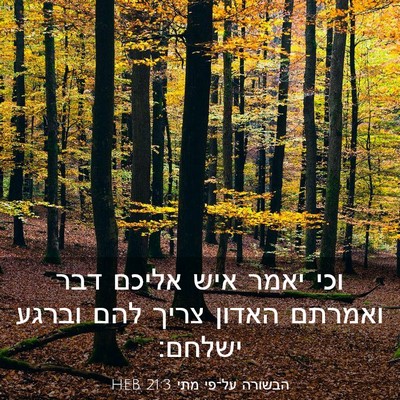 Picture 03 - הבשורה על־פי מתי 21:3 HEB - וכי יאמר איש אליכם דבר - Bible Verse Picture
