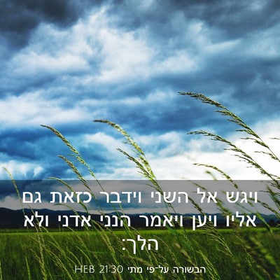 Picture 03 - הבשורה על־פי מתי 21:30 HEB - ויגש אל השני וידבר כזאת גם - Bible Verse Picture
