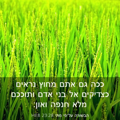 Picture 03 - הבשורה על־פי מתי 23:28 HEB - ככה גם אתם מחוץ נראים - Bible Verse Picture