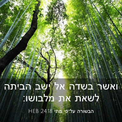Picture 03 - הבשורה על־פי מתי 24:18 HEB - ואשר בשדה אל ישב הביתה לשאת - Bible Verse Picture