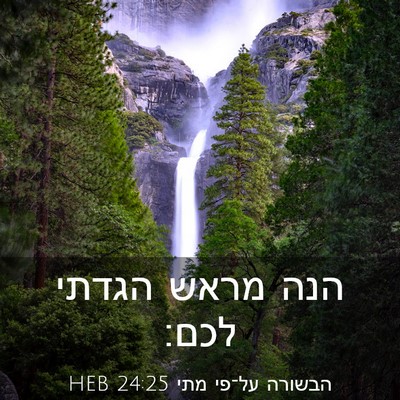 Picture 03 - הבשורה על־פי מתי 24:25 HEB - הנה מראש הגדתי - Bible Verse Picture