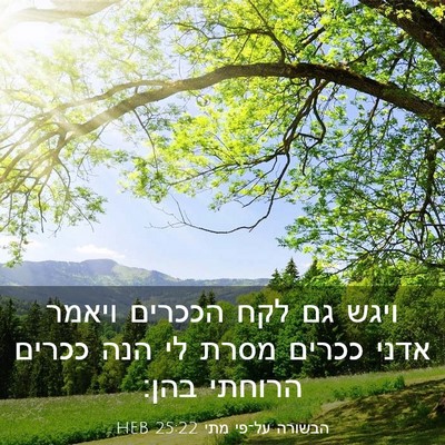 Picture 03 - הבשורה על־פי מתי 25:22 HEB - ויגש גם לקח הככרים ויאמר - Bible Verse Picture