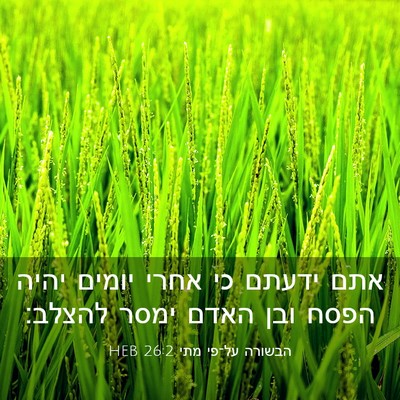 Picture 03 - הבשורה על־פי מתי 26:2 HEB - אתם ידעתם כי אחרי יומים - Bible Verse Picture