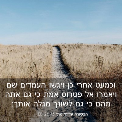 Picture 03 - הבשורה על־פי מתי 26:73 HEB - וכמעט אחרי כן ויגשו העמדים - Bible Verse Picture