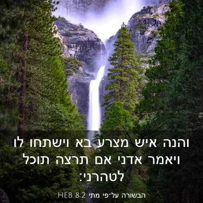 Picture 03 - הבשורה על־פי מתי 8:2 HEB - והנה איש מצרע בא וישתחו לו - Bible Verse Picture