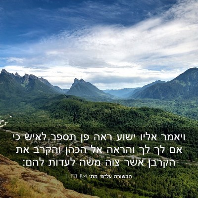 Picture 03 - הבשורה על־פי מתי 8:4 HEB - ויאמר אליו ישוע ראה פן תספר - Bible Verse Picture