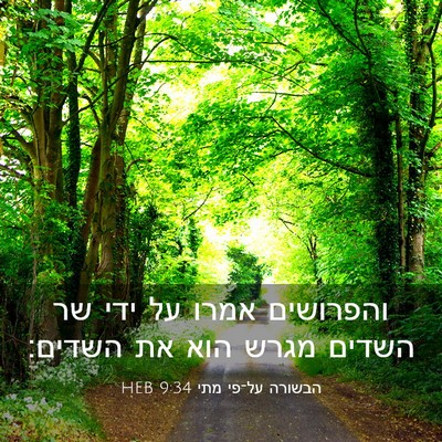 Picture 03 - הבשורה על־פי מתי 9:34 HEB - והפרושים אמרו על ידי שר - Bible Verse Picture