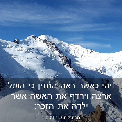 Picture 03 - ההתגלות 12:13 HEB - ויהי כאשר ראה התנין כי הוטל - Bible Verse Picture