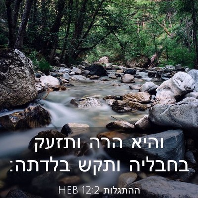 Picture 03 - ההתגלות 12:2 HEB - והיא הרה ותזעק בחבליה ותקש - Bible Verse Picture