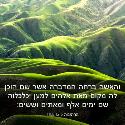 Picture 03 - ההתגלות 12:6 HEB - והאשה ברחה המדברה אשר שם - Bible Verse Picture
