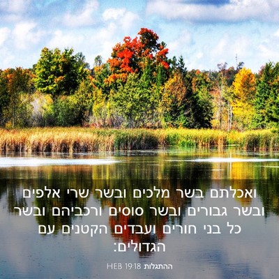 Picture 03 - ההתגלות 19:18 HEB - ואכלתם בשר מלכים ובשר שרי - Bible Verse Picture