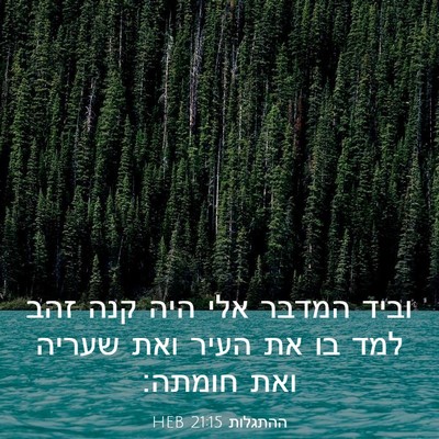 Picture 03 - ההתגלות 21:15 HEB - וביד המדבר אלי היה קנה זהב - Bible Verse Picture