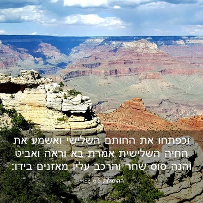 Picture 03 - ההתגלות 6:5 HEB - וכפתחו את החותם השלישי - Bible Verse Picture