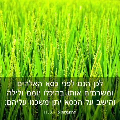 Picture 03 - ההתגלות 7:15 HEB - לכן הנם לפני כסא האלהים - Bible Verse Picture