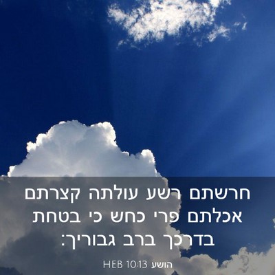 Picture 03 - הושע 10:13 HEB - חרשתם רשע עולתה קצרתם - Bible Verse Picture